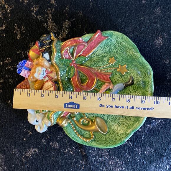 VINTAGE 1995 Fitz & Floyd Santa Bag Plate Decorative Piece Canape Dish - Picture 7 of 7